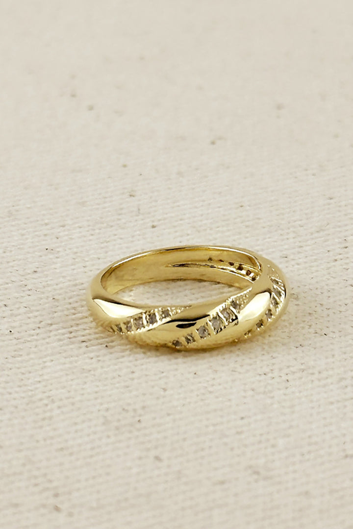 GoldFi - 18k Gold Filled Cubic Zirconium Ribbon Detail Band Ring