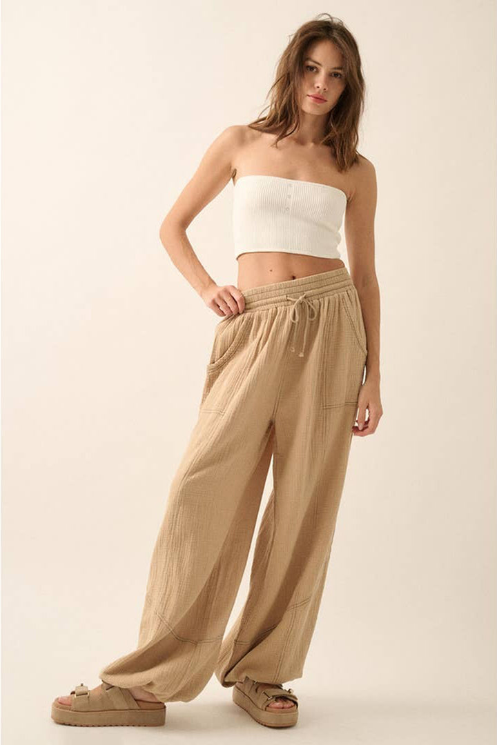 Promesa USA - Mineral Washed Crinkle Cotton Parachute Pants