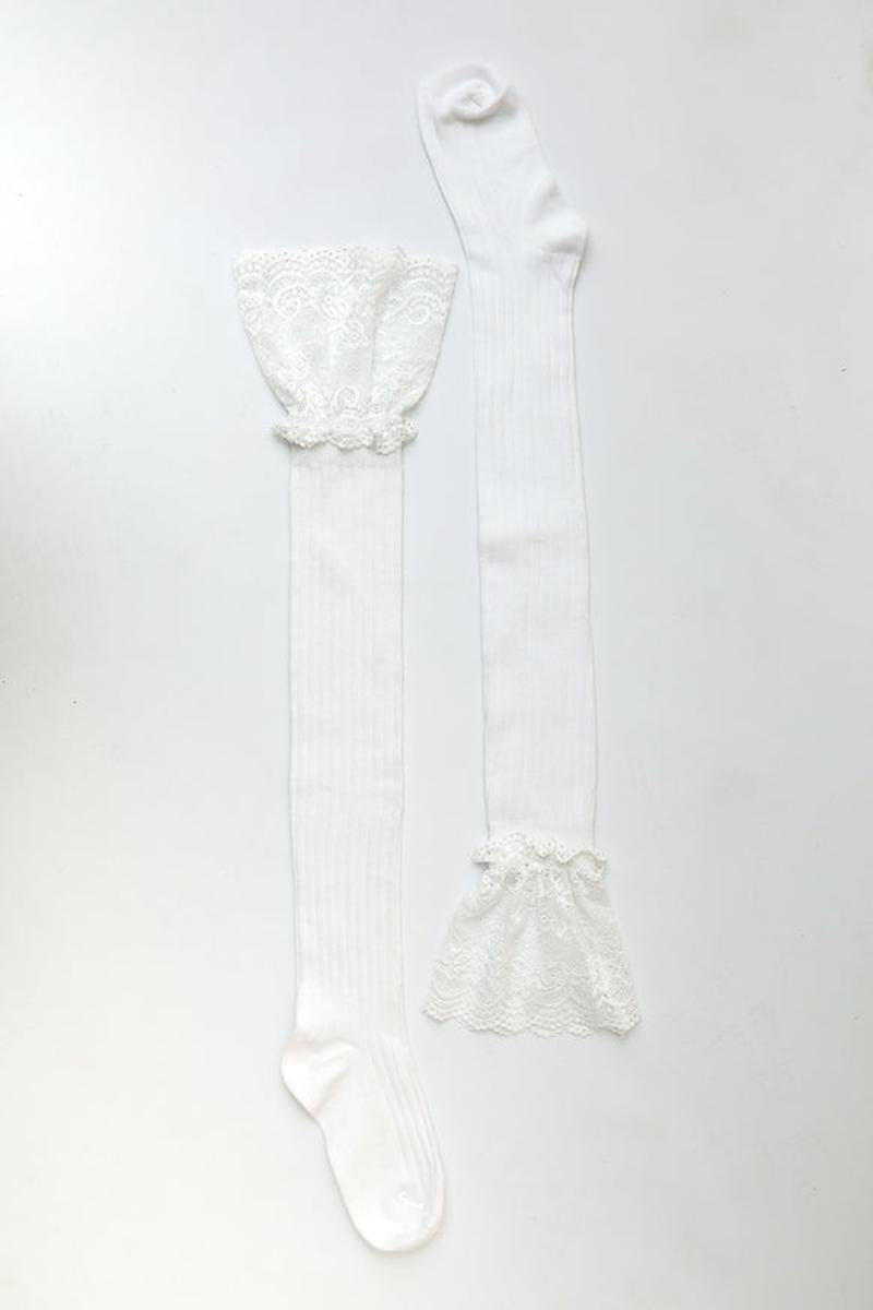 Leto Accessories - Lace Trimmed Knee-High Socks