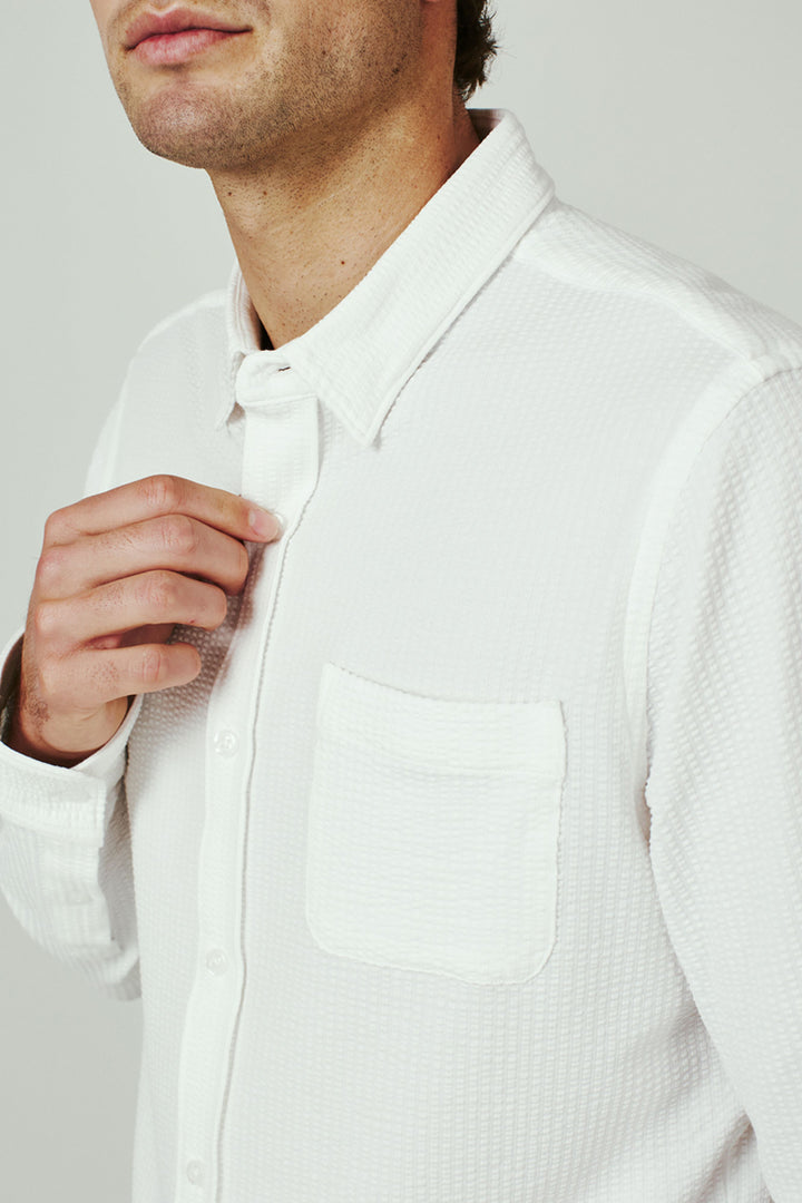 7DIAMONDS - Graham Long Sleeve Shirt in Ivory