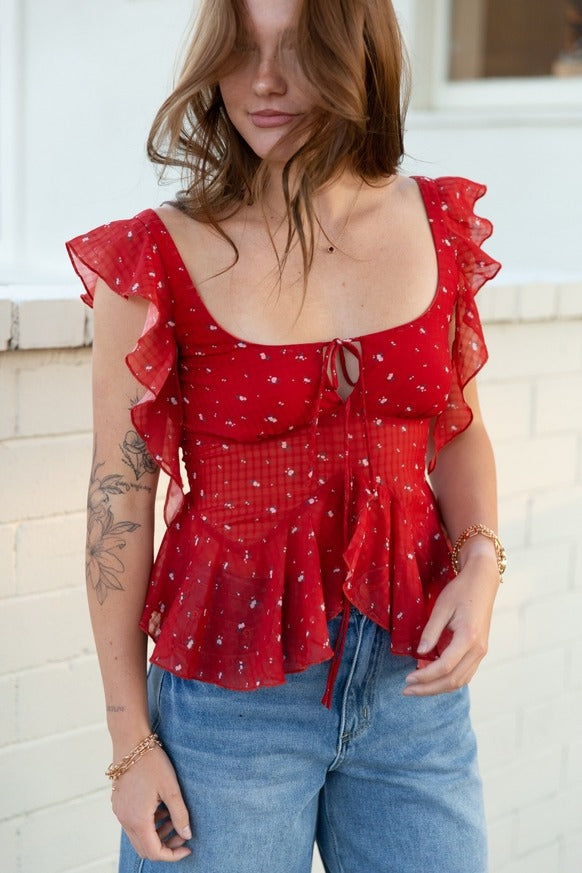 Nectar Clothing - Ruffle Tie Front Top
