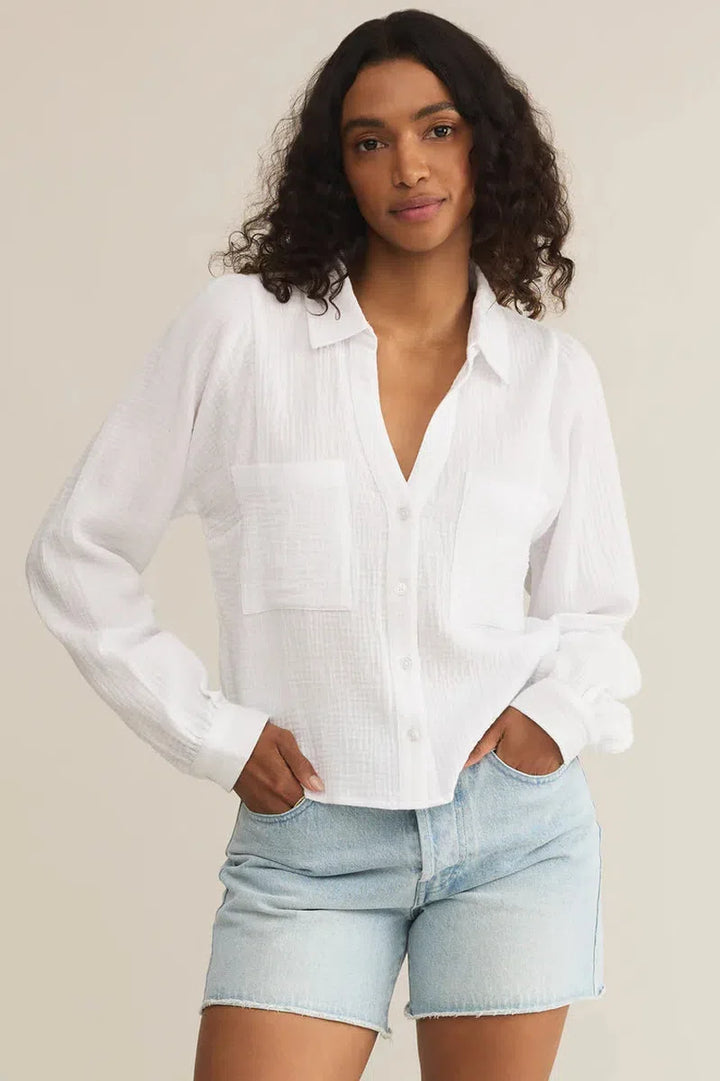 Z Supply - Campo Button Up Gauze Top in White
