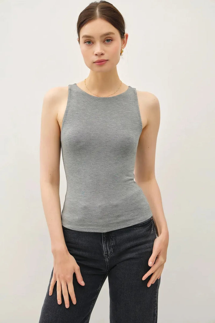 Be Cool - Basic Double Lined Boat Neck Tank