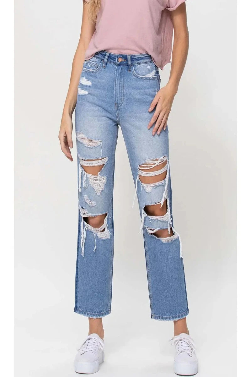 VERVET by Flying Monkey - Full Vintage - 90's Vintage Super High Rise Straight Jeans