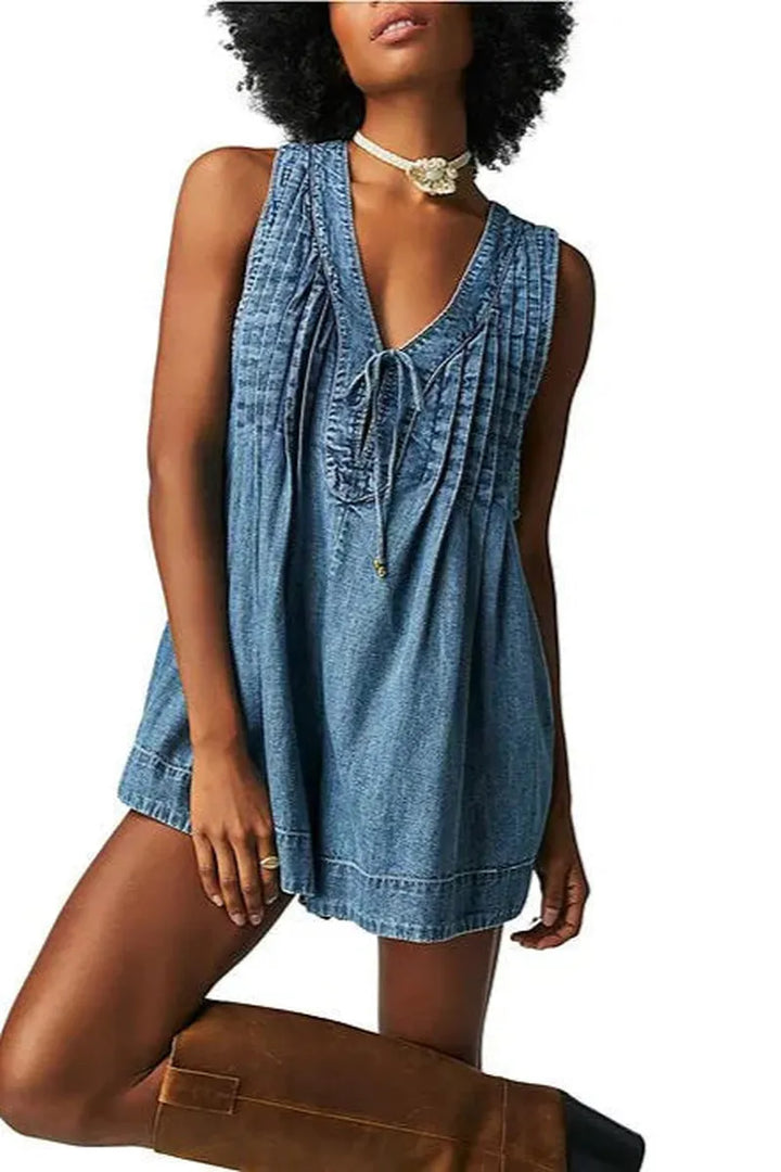 Free People - Webster Romper in Falling Rain Wash