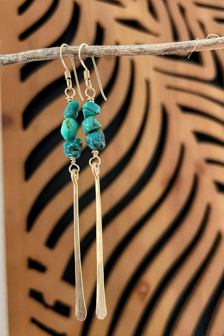 Quinn Sharp - Triple Turquoise Nugget Dangles in 14kt Gold Filled
