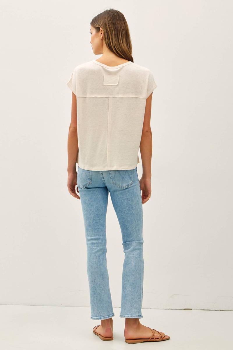 Be Cool - Linen Blended Cap Sleeve Boxy Tee in Natural