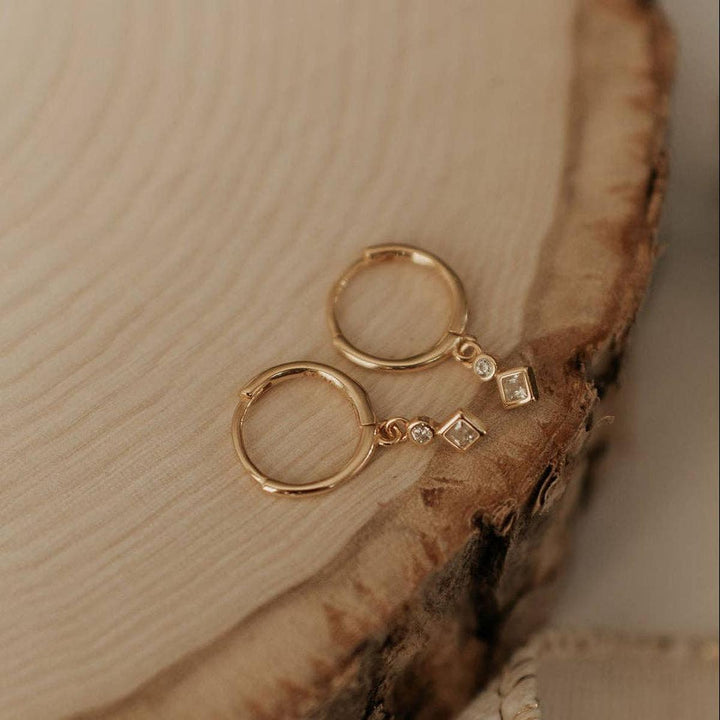 Mauve Jewelry Co. - Willow Diamond Dangle Hoops in Gold Vermeil