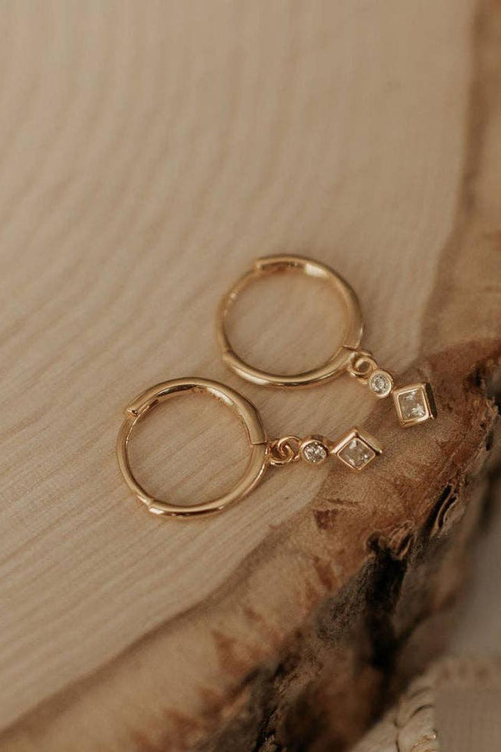 Mauve Jewelry Co. - Willow Diamond Dangle Hoops in Gold Vermeil