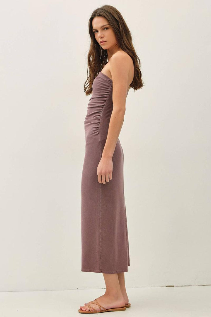 Be Cool - Basic Ribbed Garment Dye Midi Tube Dress