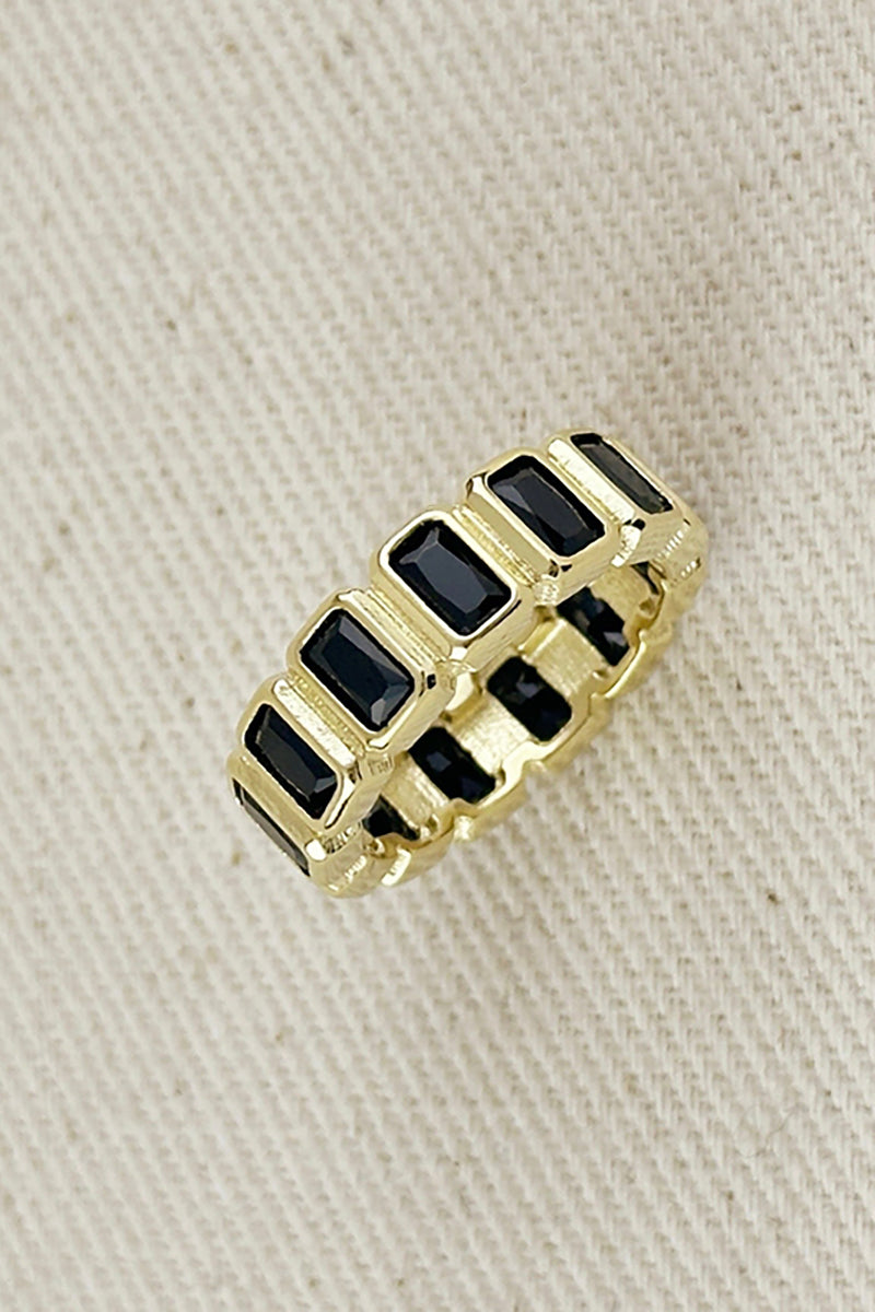 GoldFi - 18k Gold Filled Chunky Black Onyx Cubic Zirconium Eternity Band Ring