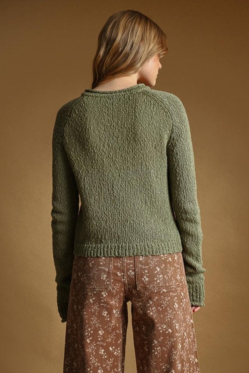 MIOU MUSE - Button Front Sweater Knit Cardigan