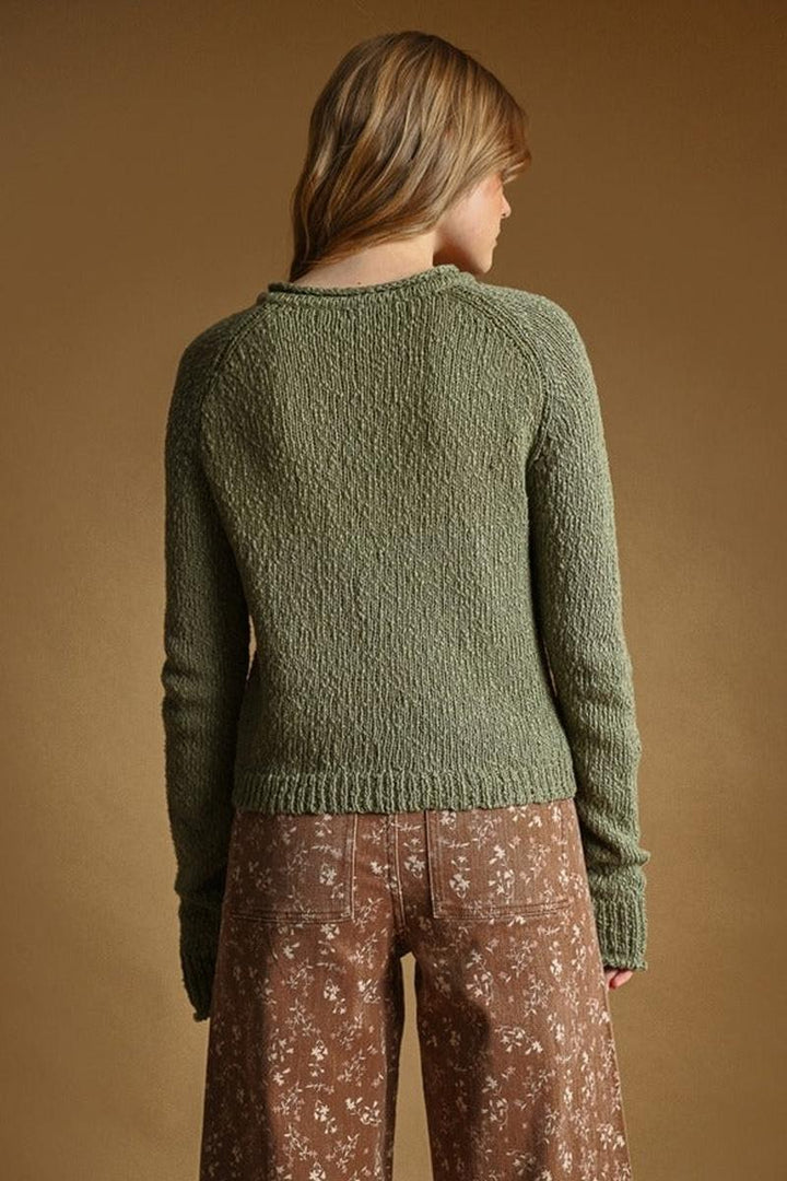 MIOU MUSE - Button Front Sweater Knit Cardigan