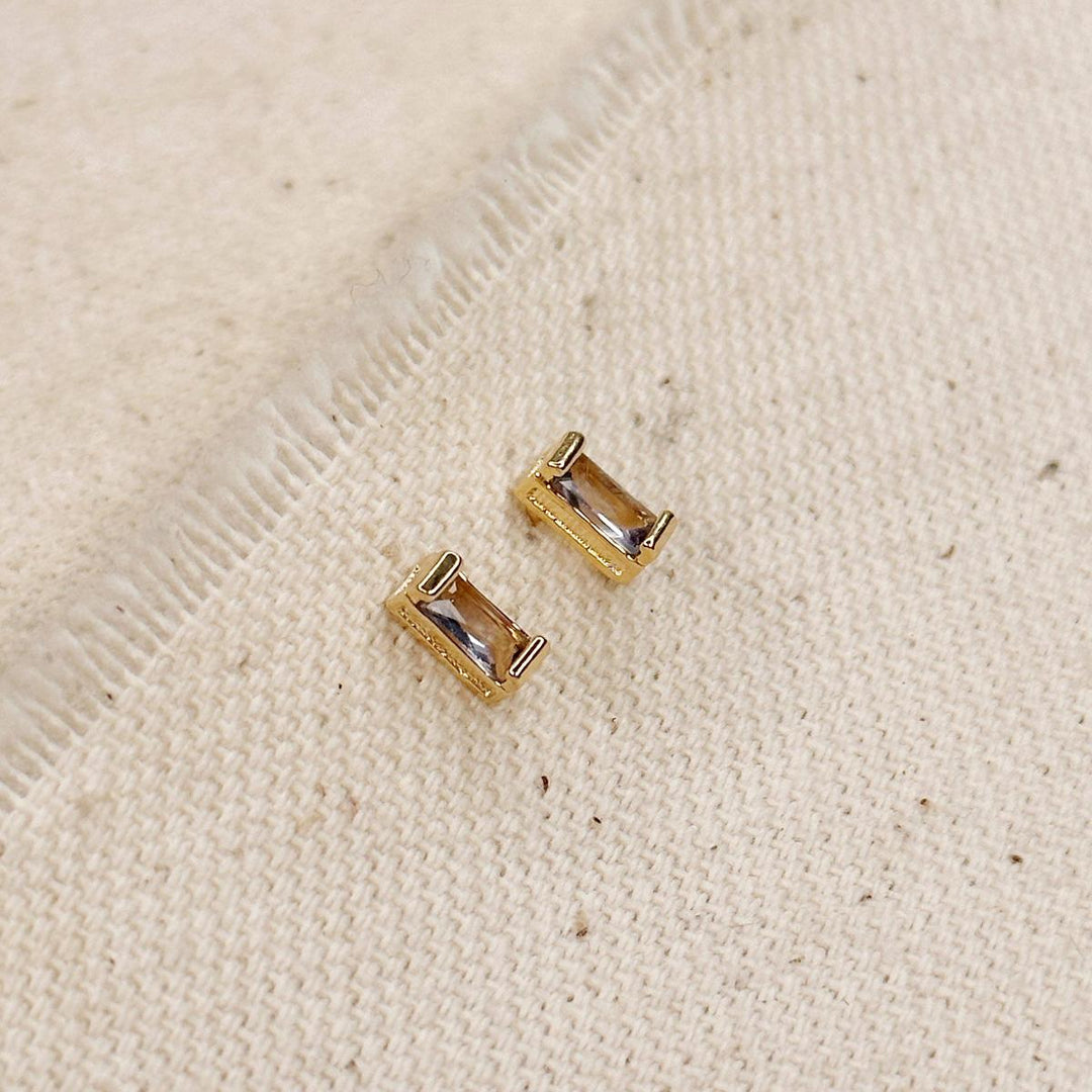 GoldFi - 18k Gold Filled Baguette Birthstone Stud Earrings