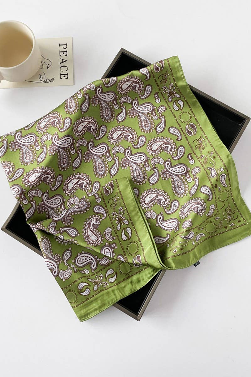ACCITY - Paisley Satin Square Scarf – 70cm