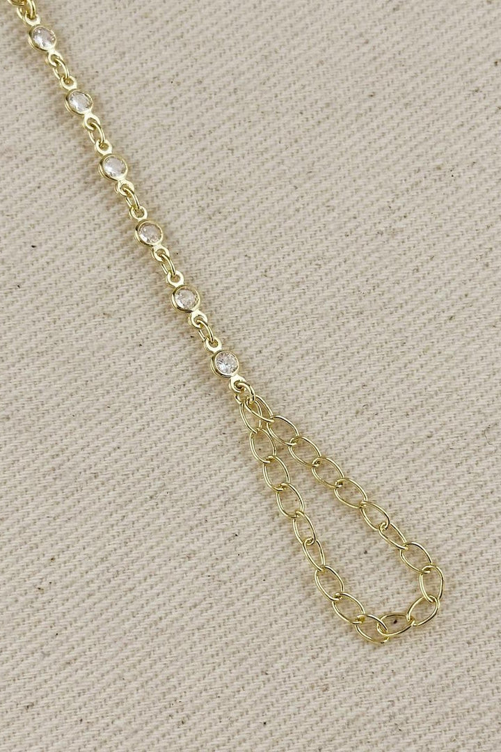 GoldFi - 18k Gold Filled Dainty Round Bezel CZ Hand Chain