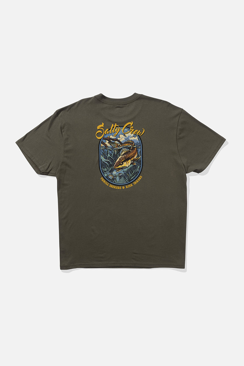 Salty Crew - Red Fish Tee in Dusty Olive