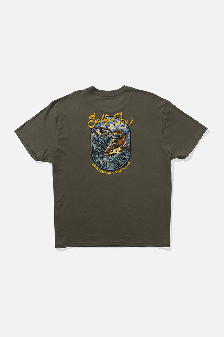 Salty Crew - Red Fish Tee in Dusty Olive
