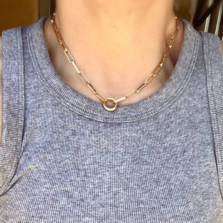 GoldFi - 18k Gold Filled Paperclip Chain Necklace Featuring Carabine