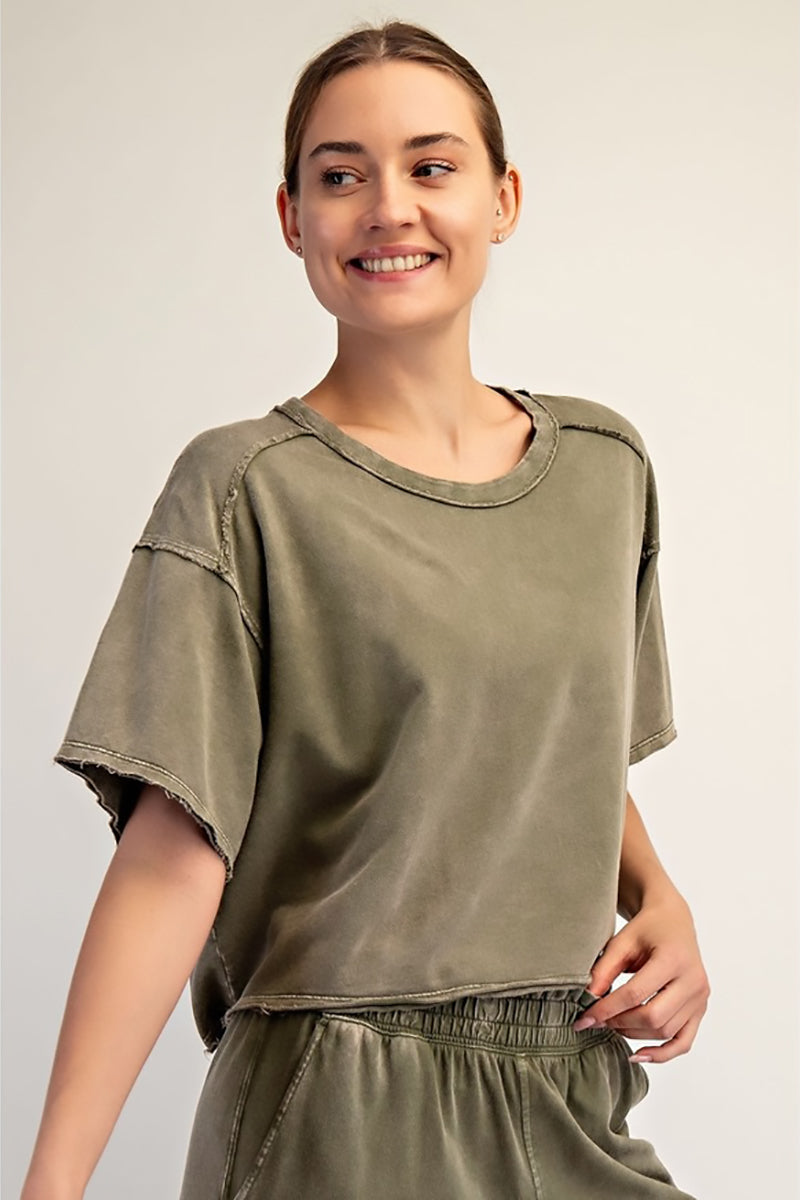 Rae Mode - Mineral Washed Terry Butter Cropped Tee