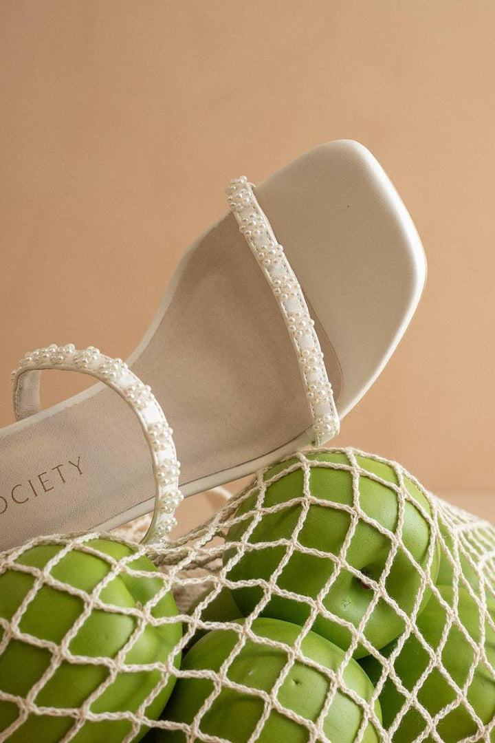 Oasis Society - The Phoebe Beaded Strap Heel in White