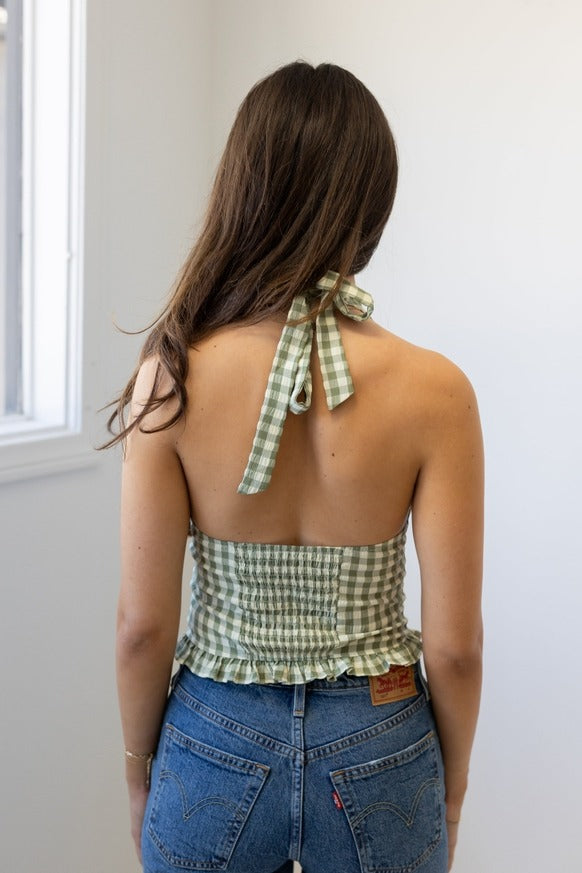 Nectar Clothing - Gingham Halter Button Top