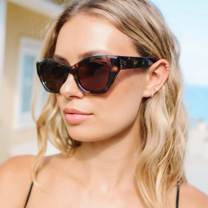 I-SEA - Avery with Blue Tortoise Frame with Brown Polarized Lenses