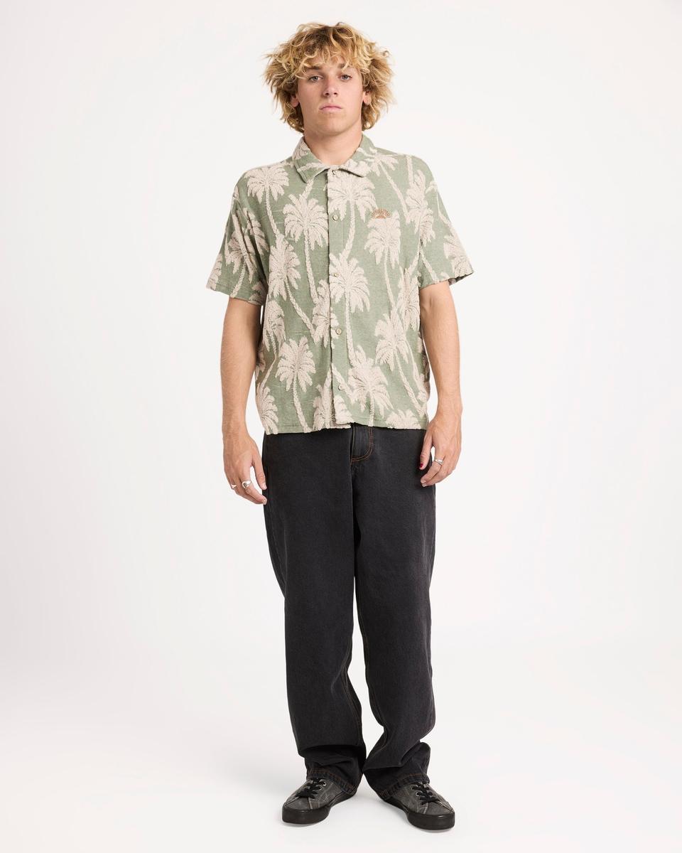 RVCA - Palm Fall Short Sleeve Shirt in Jade