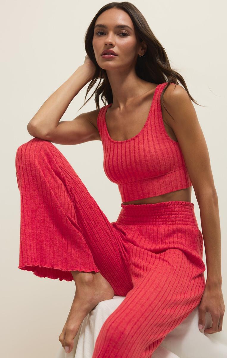 Z Supply - Zoe Rib Tank Bra in Crimson Crush