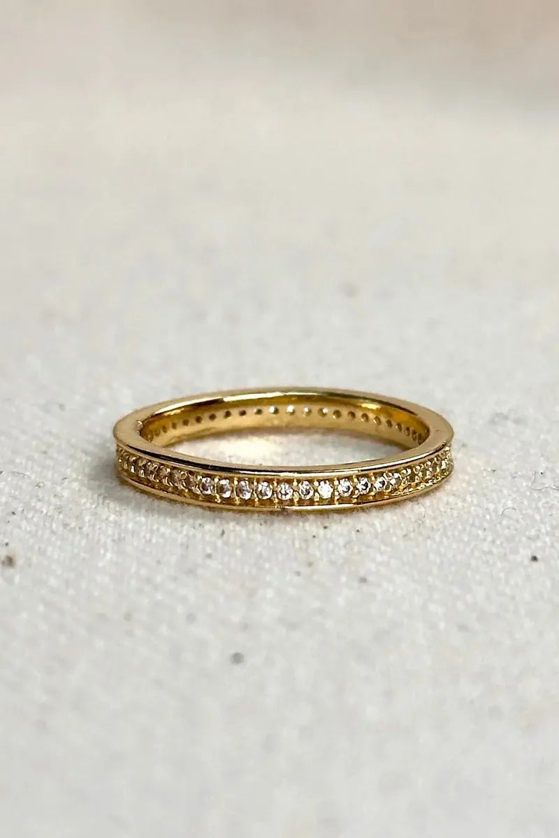 GoldFi - 18k Gold Filled Eternity Cubic Zirconia Band Ring - Size 6