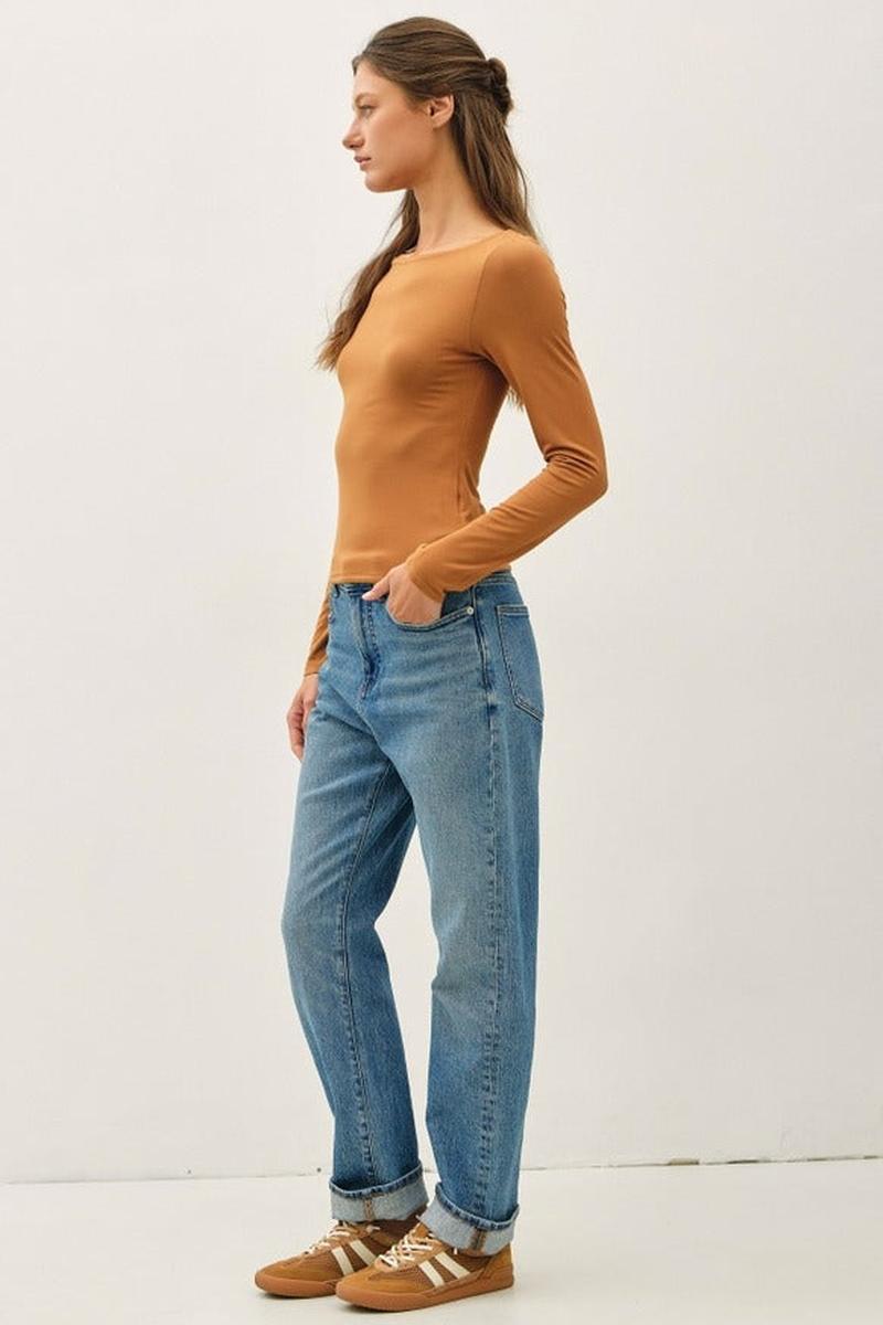 Be Cool - Boat Neck Long Sleeve Top