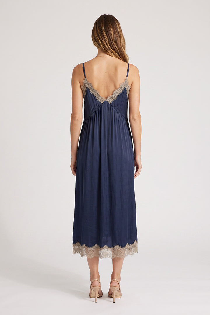 Lovestitch - Lace Trim V-Neck Midi Dress
