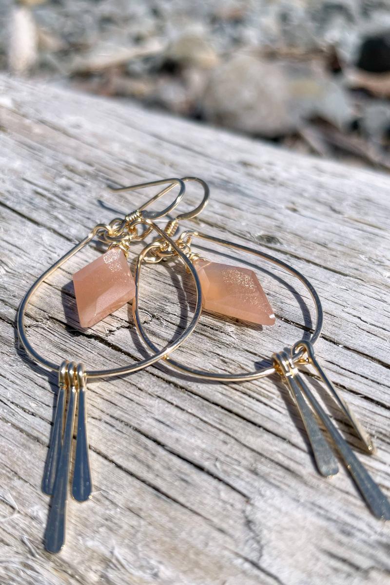 Quinn Sharp - Diamond Gemstone Teardrop Hoops | 14kt Gold Filled, Sterling