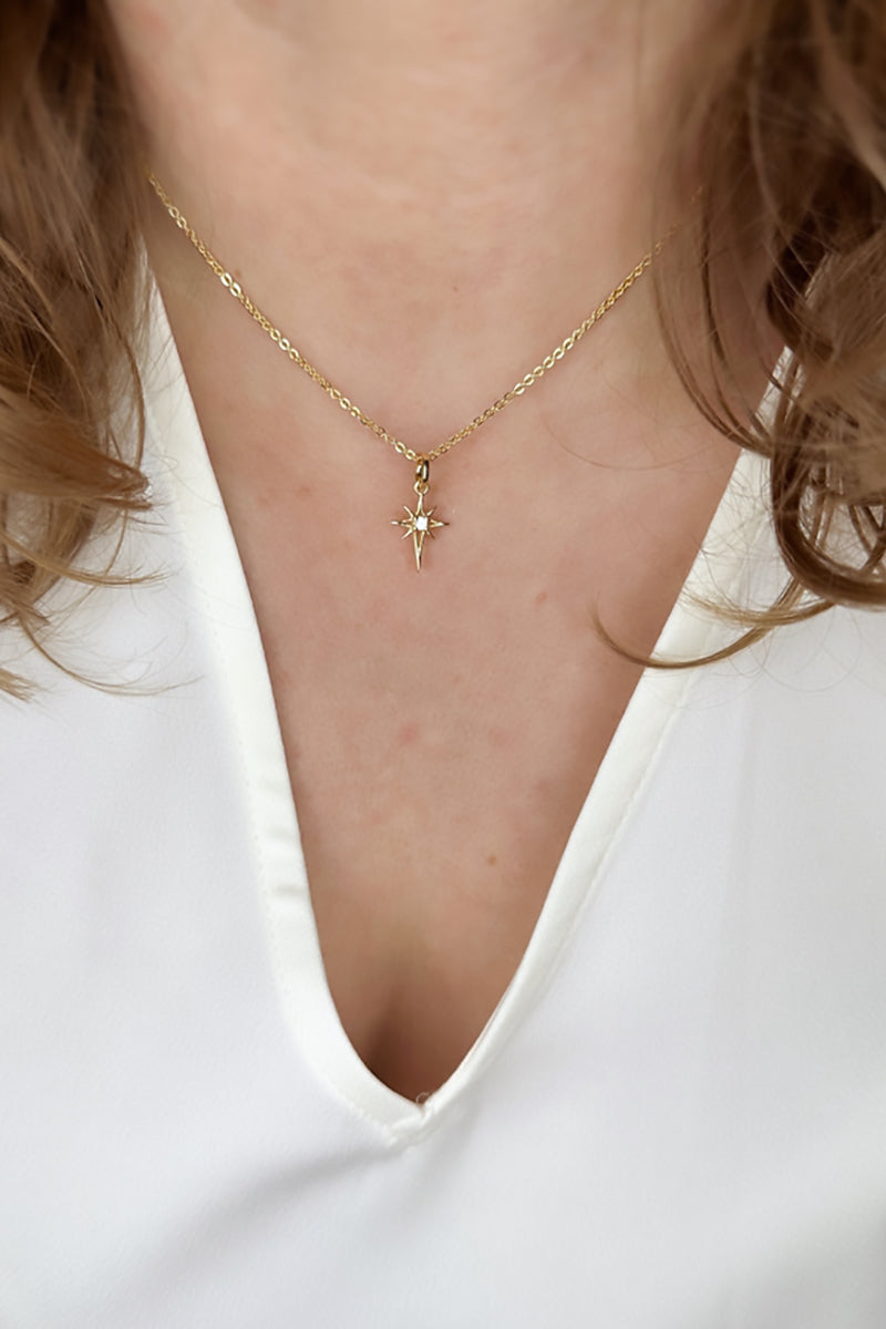 GoldFi - 18k Gold Filled Mini Starburst Pendant with Cubic Zirconia Stone