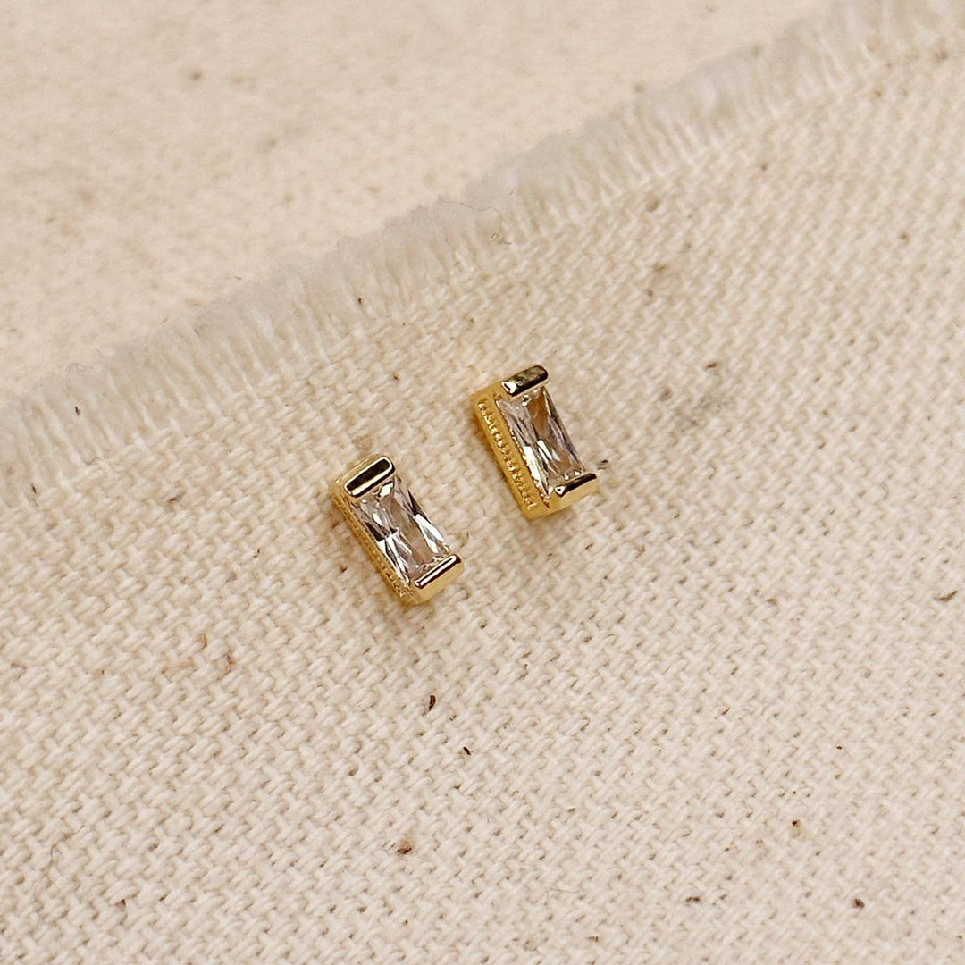 GoldFi - 18k Gold Filled Baguette Birthstone Stud Earrings