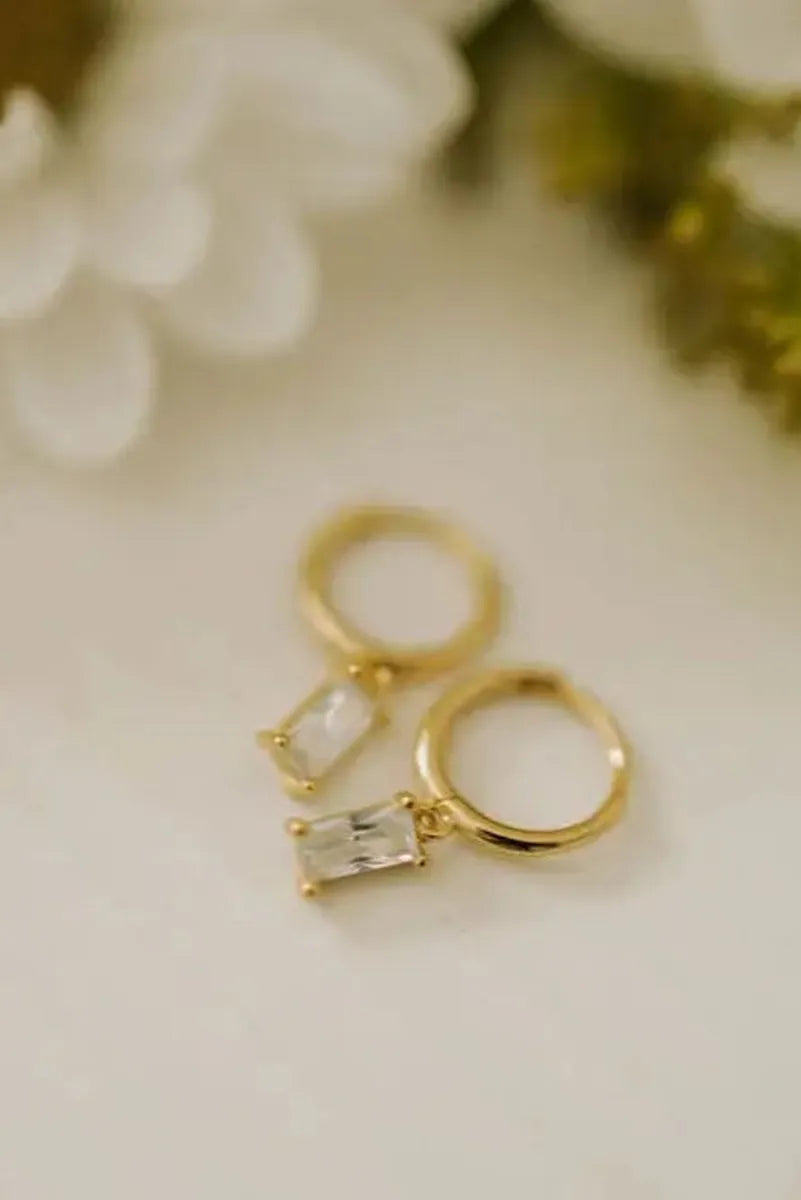Mauve Jewelry Co. - Sophie Baguette Diamond Dangle Hoops in Gold