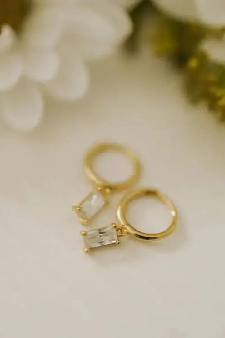 Mauve Jewelry Co. - Sophie Baguette Diamond Dangle Hoops in Gold
