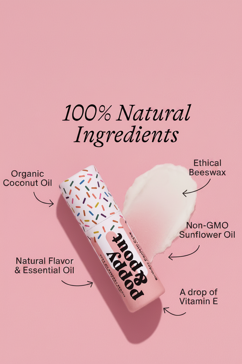 Poppy & Pout - Lip Balm, Birthday Confetti Cake, Pink