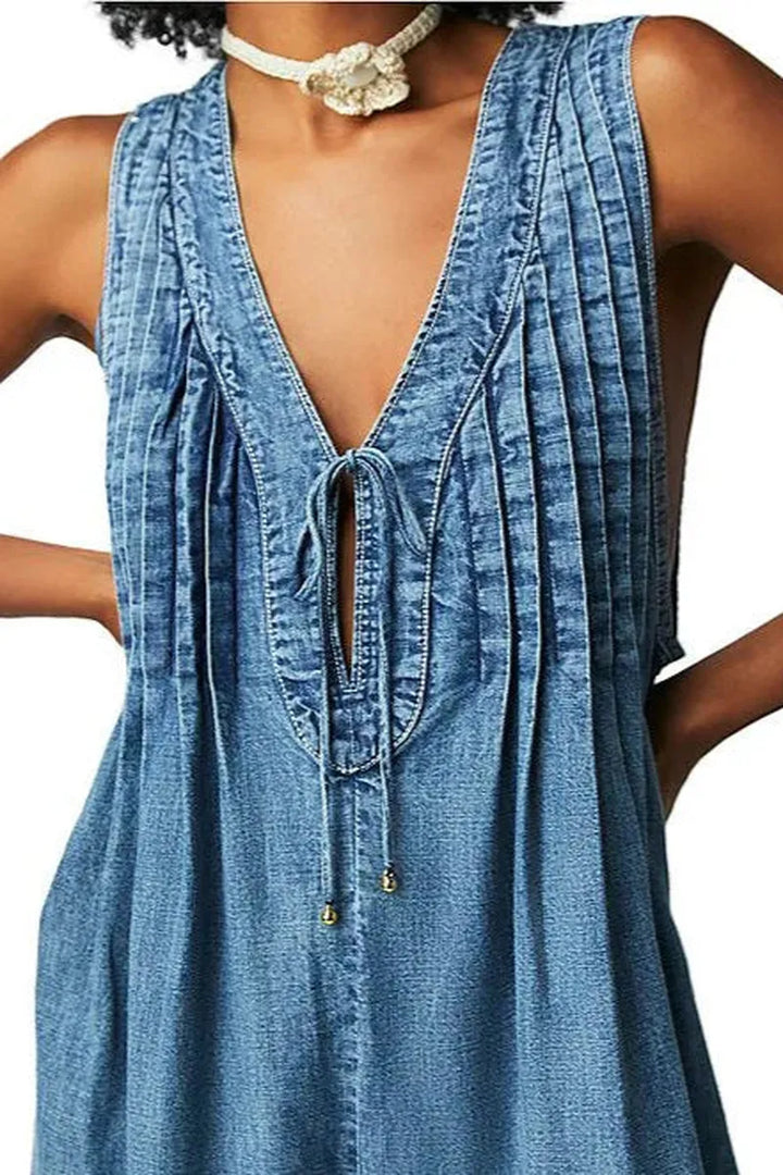 Free People - Webster Romper in Falling Rain Wash