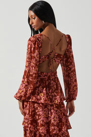 Astr - Anora Floral Tiered Maxi Dress in Rust Floral
