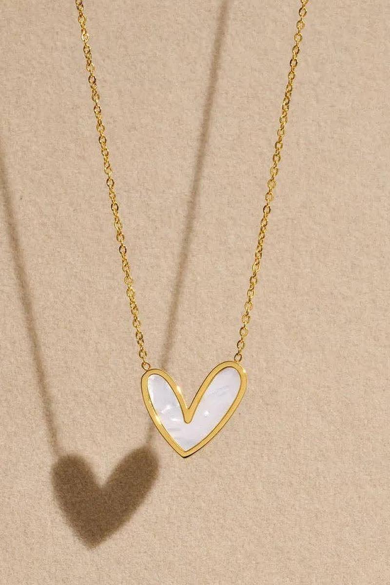 Sahira Jewelry - Abigail Mother Of Pearl Heart Necklace