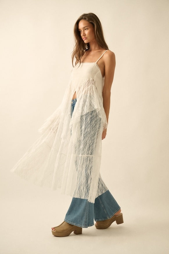 Promesa USA - Ruffled Lace Flyaway Maxi Cami Top
