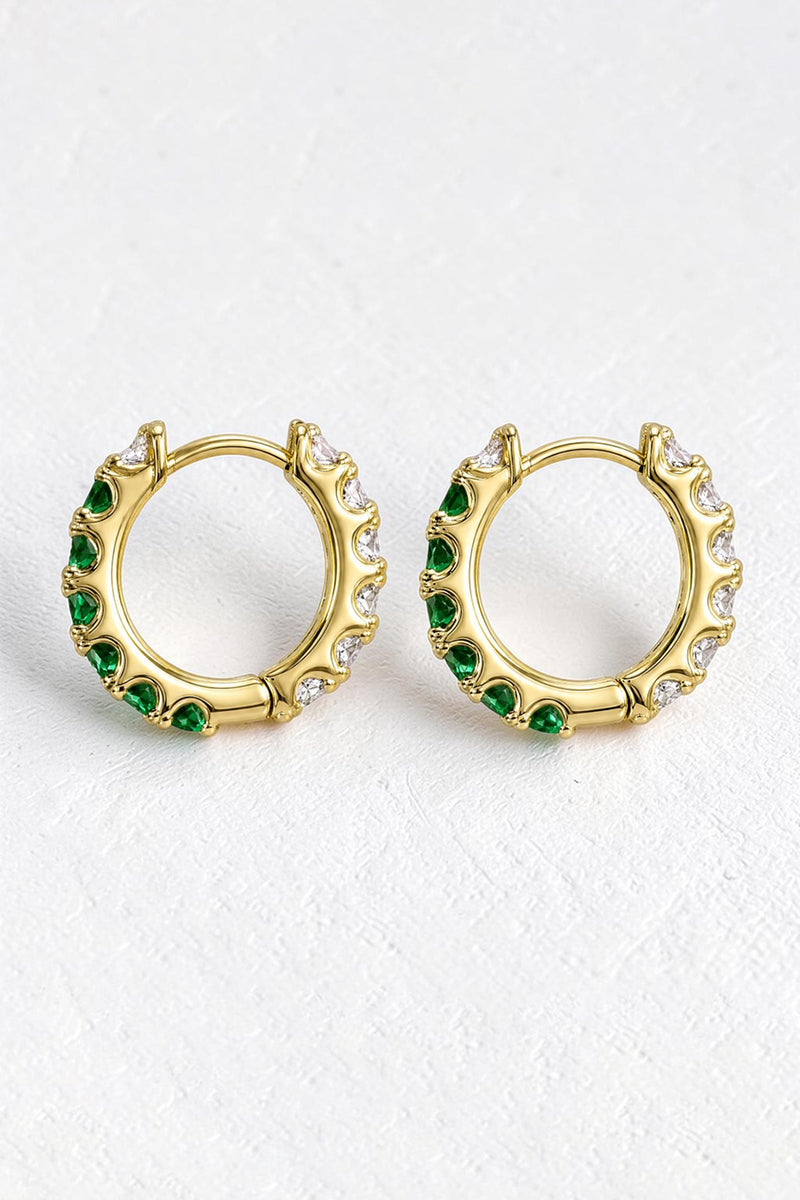 Native Gem - Paradox Huggies in Gold with Emerald