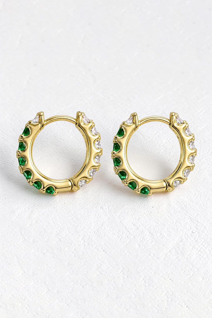Native Gem - Paradox Huggies in Gold with Emerald