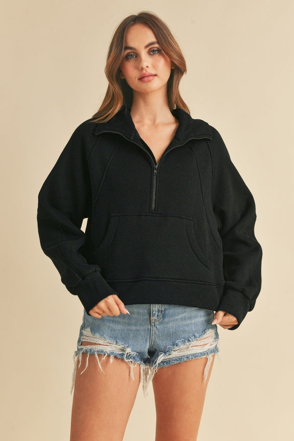 AEMI + CO - Dove Funnel Neck Half Zip