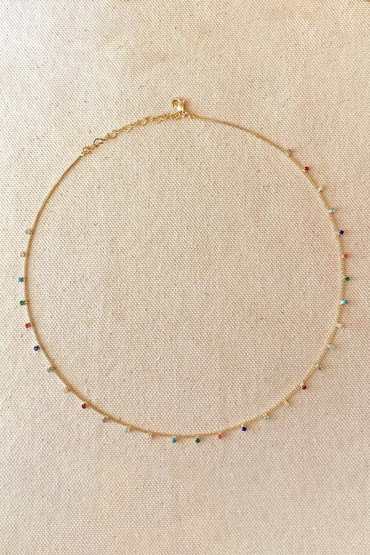 GoldFi - 18k Gold Filled Micro Cubic Zirconia Colored Stones Necklace