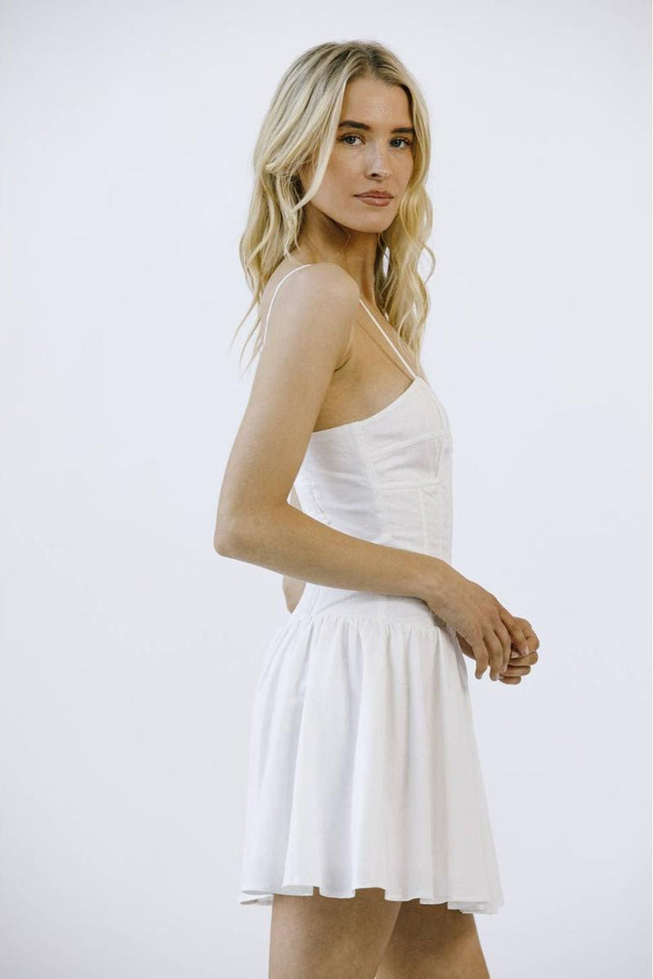 STORIA - Monochromatic Ballet A Line Mini Dress in Ivory