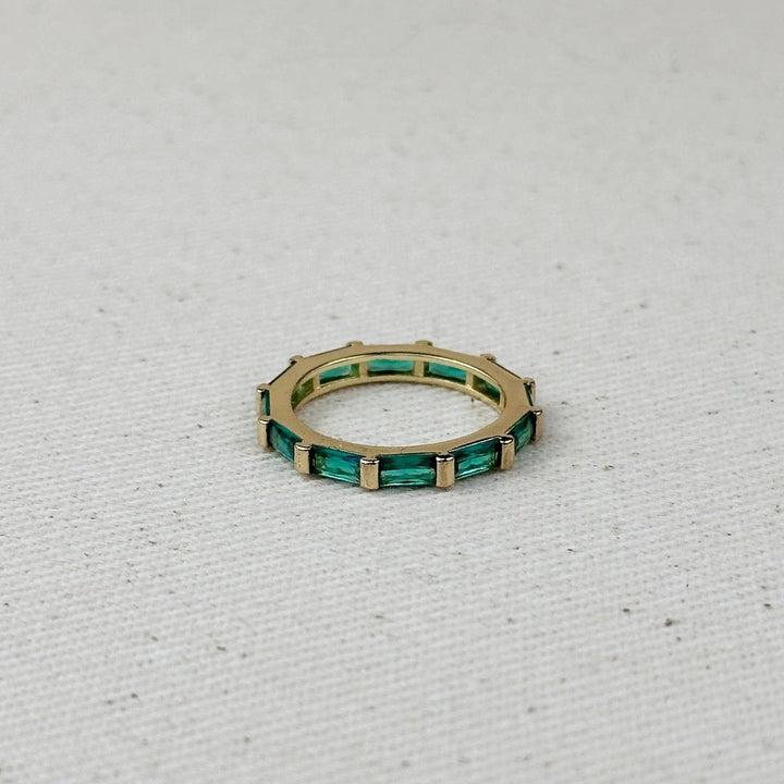 GoldFi - 18k Gold Filled Baguette CZ Band Ring: Emerald / 7.5