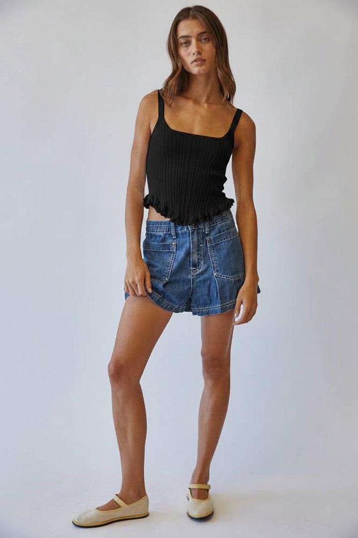 Creamon - Knit Corset Top in Black