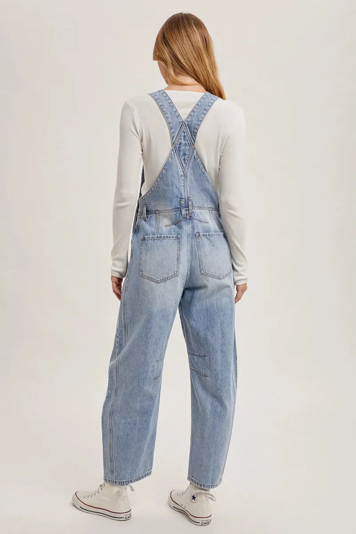 Bluivy - Denim Barrel Overalls in Light Wash